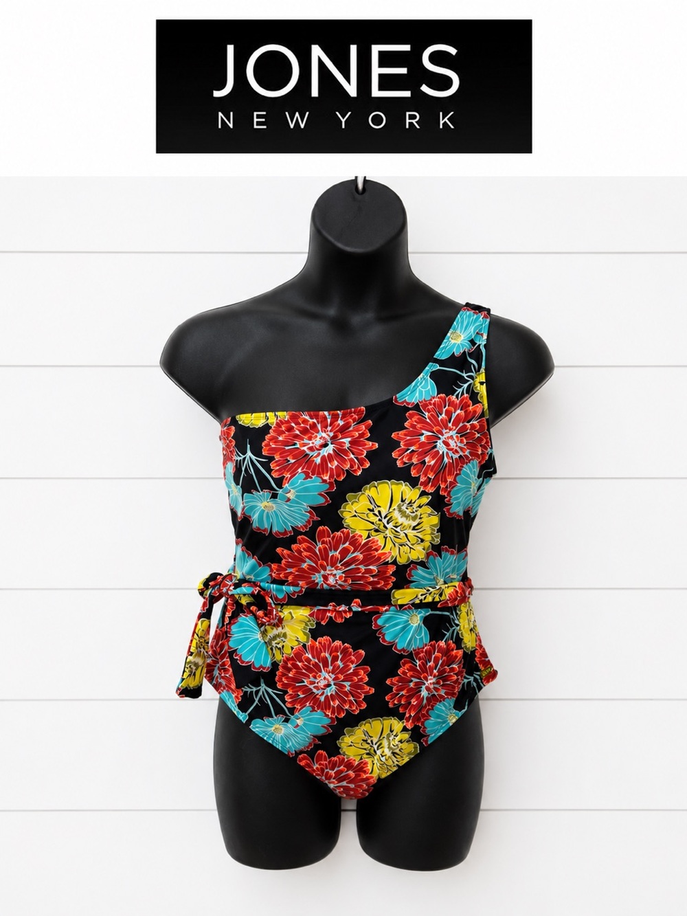 Jones New York One-Shoulder Floral Swimsuit – Size XL